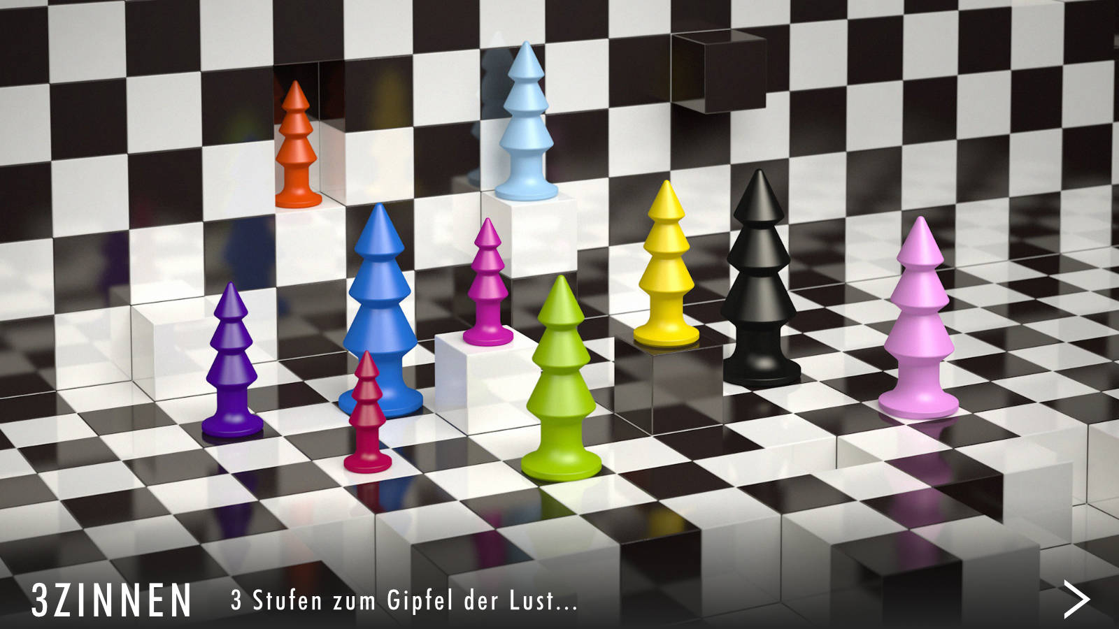 Analplug 3Zinnen 3Zinnen,3-stufiger, kegelförmiger Analplug, individuell handgefertigt, Silikon, 4 Größen, 4 Härtegrade, 24 Farben