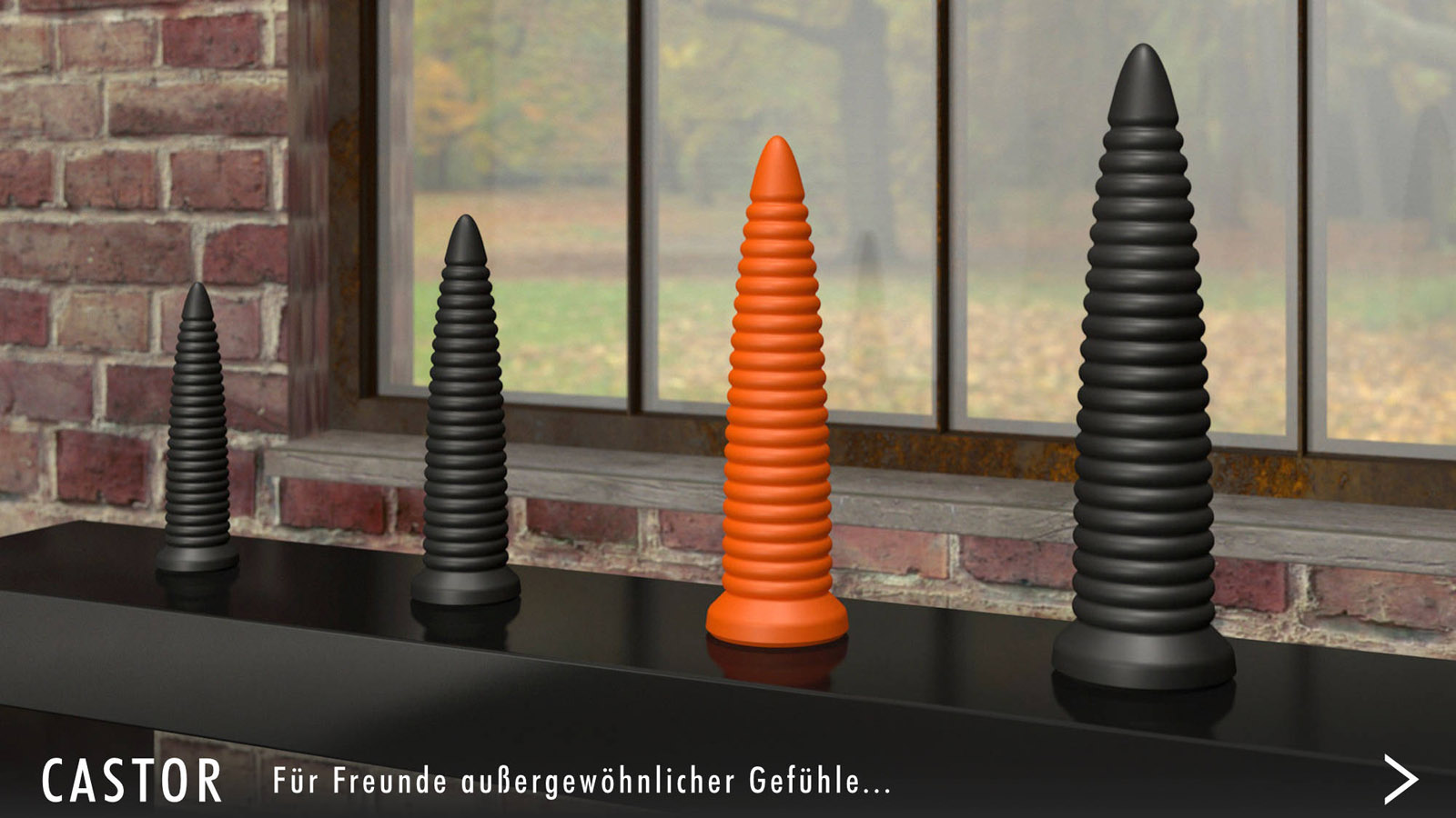 Dildo CASTOR CASTOR, Langer Dildo / Plug mit welligem Schaft, ergonomisch optimiert, handgefertigt, additionsvernetztes 2K-Silikon