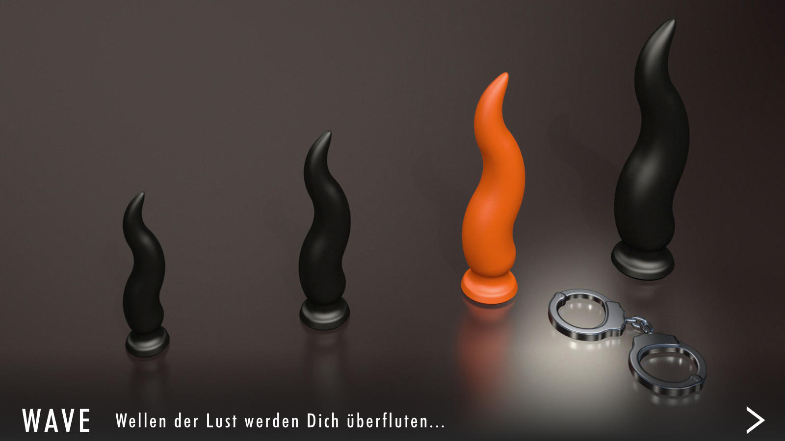 Dildo Plug WAVE WAVE, Wellförmig geschwungener Dildo / Plug, ergonomisch optimiert, handgefertigt, additionsvernetztes 2K-Silikon