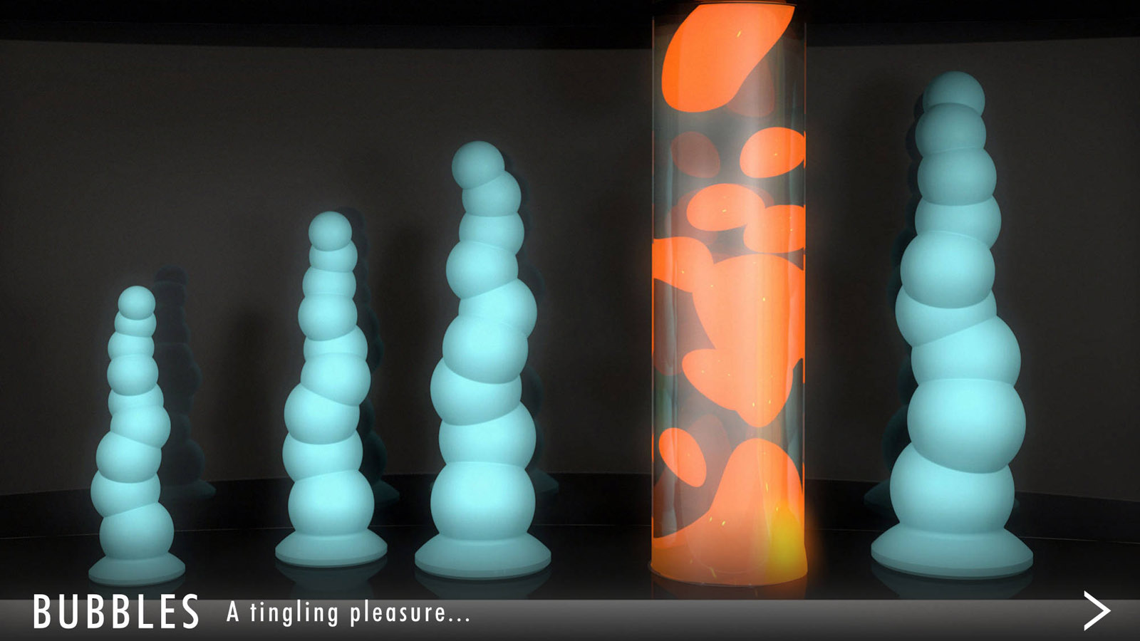 Dildo BUBBLES BUBBLES, Asymmetrical dildo made of irregularly nested spheres, handmade, addition-cured 2K silicone