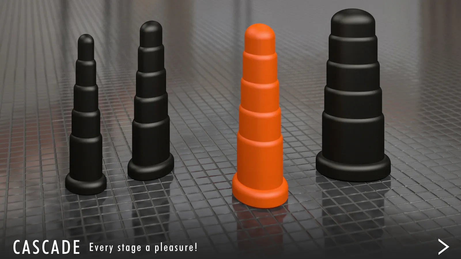CASCADE, cascade-shaped, oval anal plug, ergonomically optimized, handmade, addition-cured 2K silicone