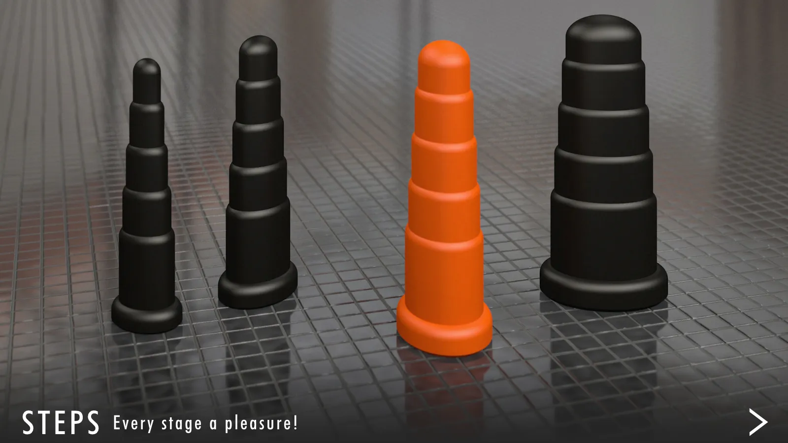STEPS cascade-shaped, oval anal plug, ergonomically optimized, handmade, addition-cured 2K silicone