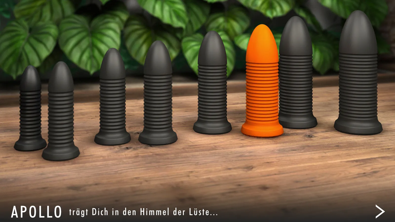 APOLLO, Dildo mit feinen Rillen und elliptischer Spitze, handgefertigt, additionsvernetztes 2K-Silikon