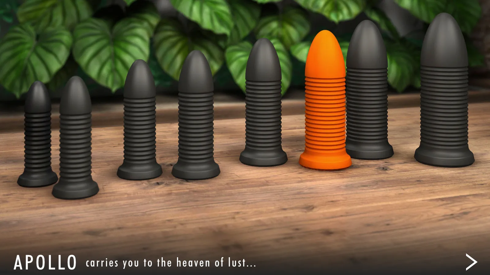 APOLLO, dildo with fine grooves and elliptical tip, handmade, addition-cured 2K silicone