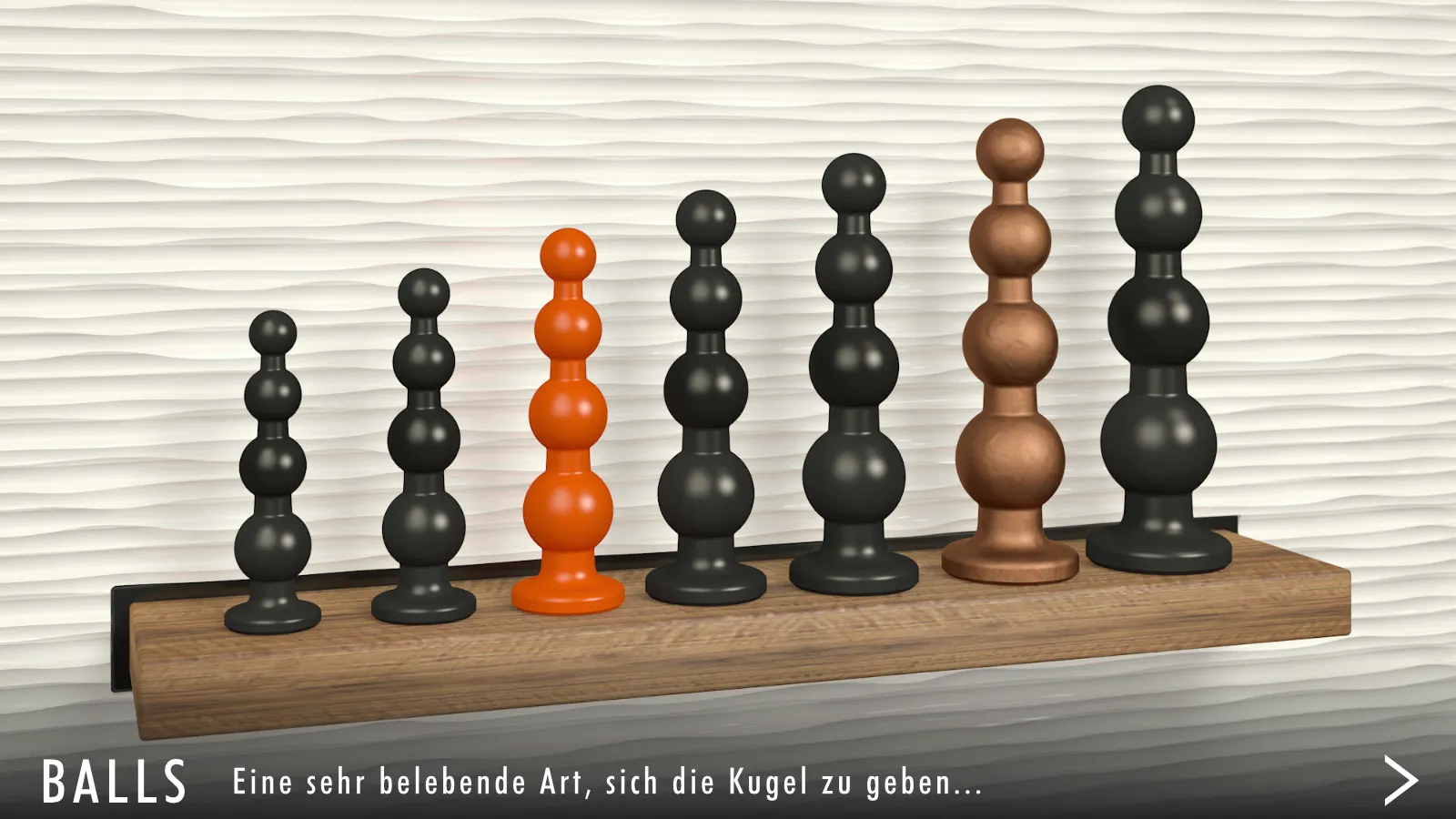 BALLS, Dildo mit 4 Kugeln, handgefertigt, additionsvernetztes 2K-Silikon