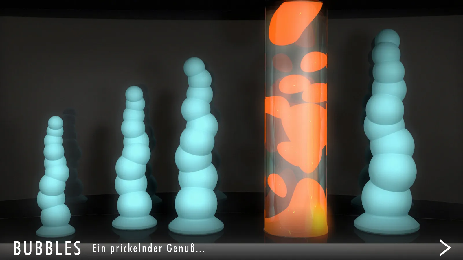 BUBBLES, Asymmetrischer Dildo aus unregelmäßig verschachtelten Kugeln, handgefertigt, additionsvernetztes 2K-Silikon