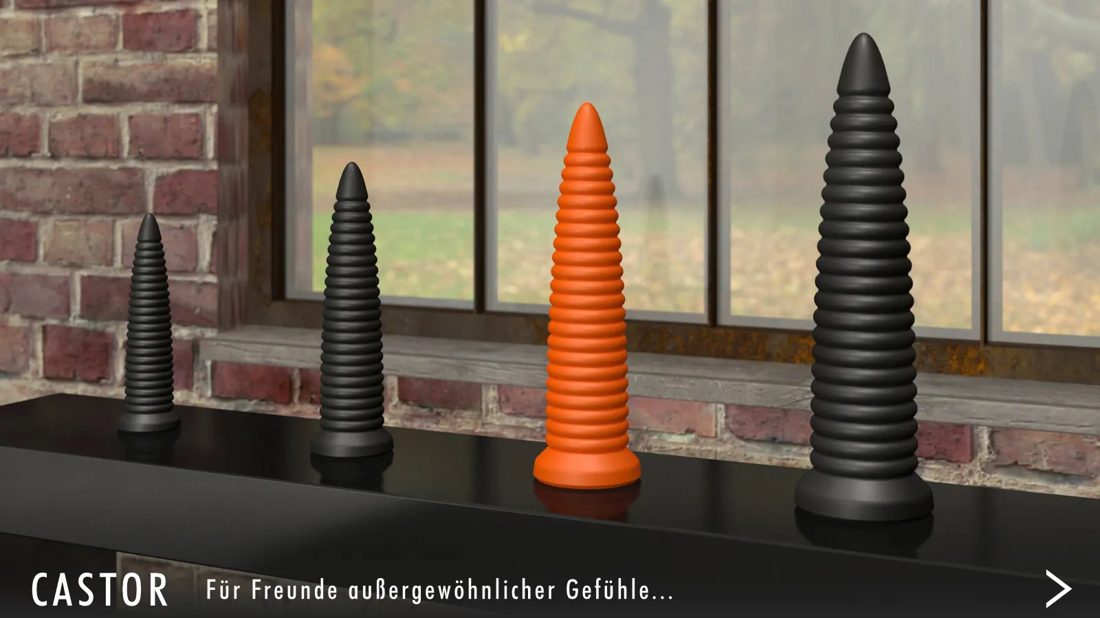 CASTOR, Langer Dildo / Plug mit welligem Schaft, ergonomisch optimiert, handgefertigt, additionsvernetztes 2K-Silikon