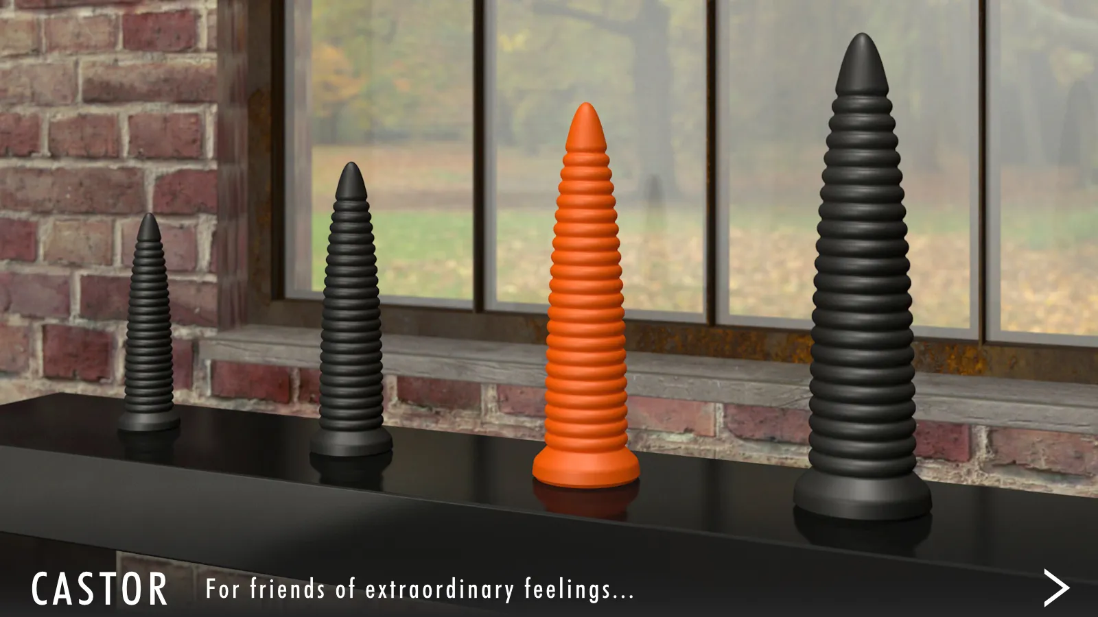 CASTOR, Long dildo/plug with wavy shaft, ergonomically optimized, handmade, addition-cured 2K silicone