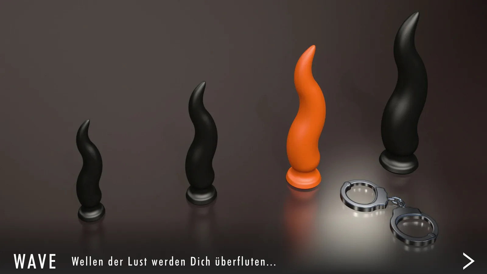 WAVE, Wellförmig geschwungener Dildo / Plug, ergonomisch optimiert, handgefertigt, additionsvernetztes 2K-Silikon