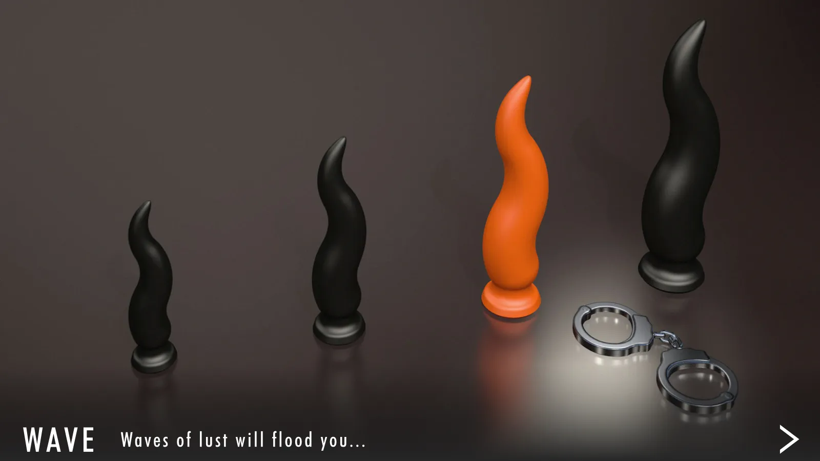 WAVE, wave-shaped dildo/plug, ergonomically optimized, handmade, addition-cured 2K silicone